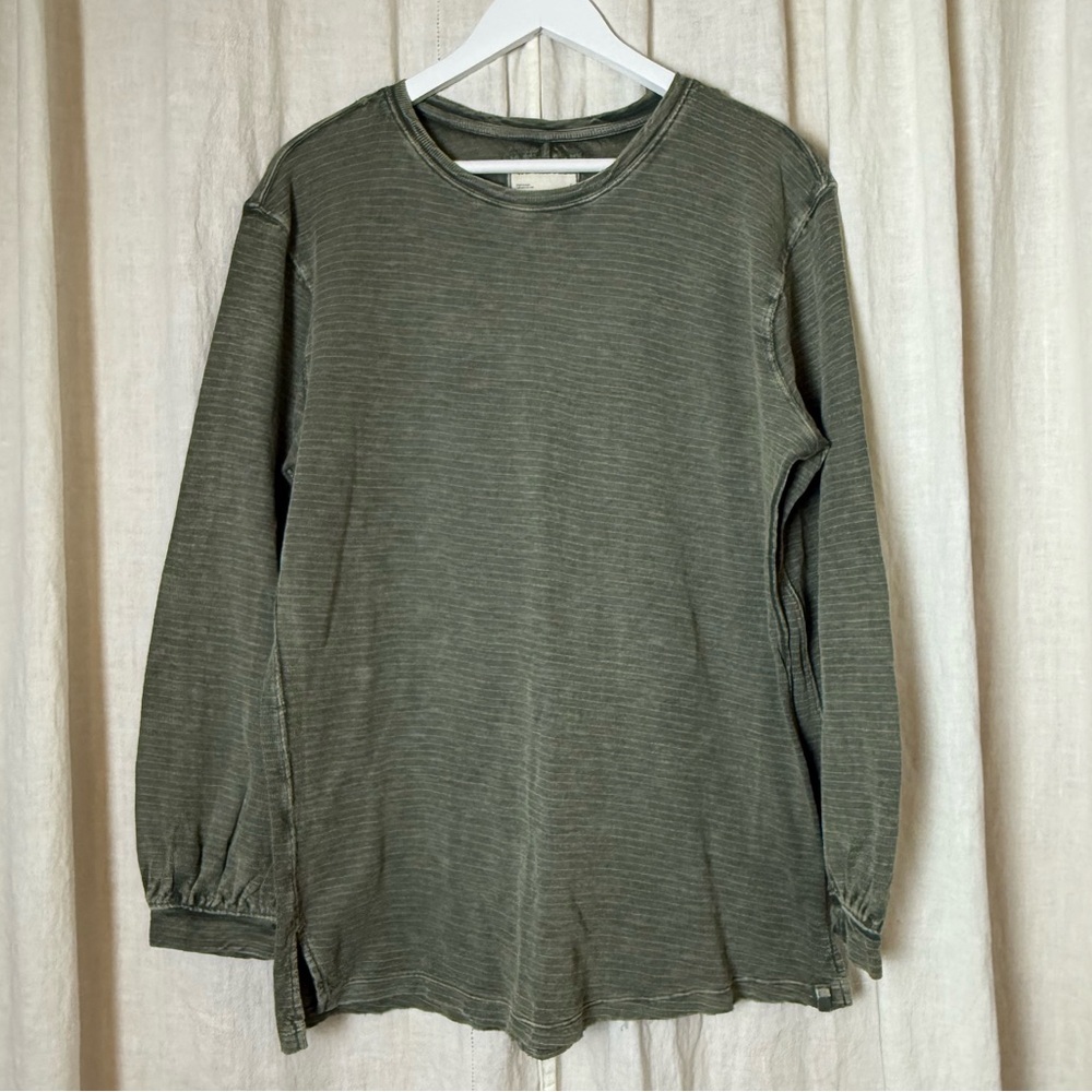 FREE PEOPLE Henley Top Waffle Knit Long Sleeve Size Small